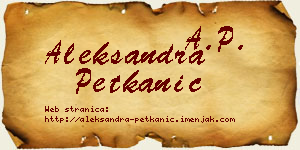 Aleksandra Petkanić vizit kartica
